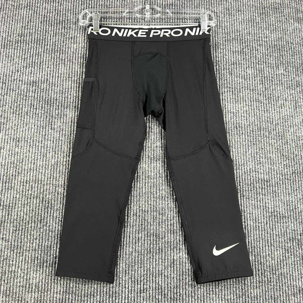 Nike Pro Pants Youth Boys Large Black Dri Fit Active Training Sports Light New
